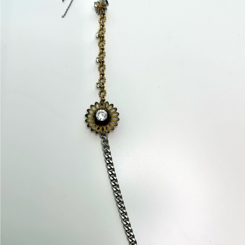Juicy Couture Chunky Charm Silver Gold Black Tone Crystal Statement Necklace - Picture 5 of 16